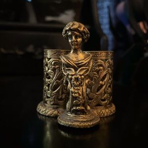 💄Vintage Mid-Century Victorian Gold Stylebuilt 3 Space Lipstick Holder💄